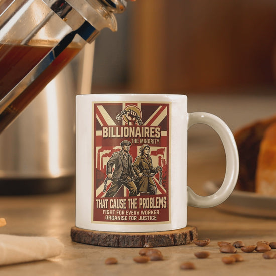 Socialist billionaires are problem mug being filled with coffee video. 